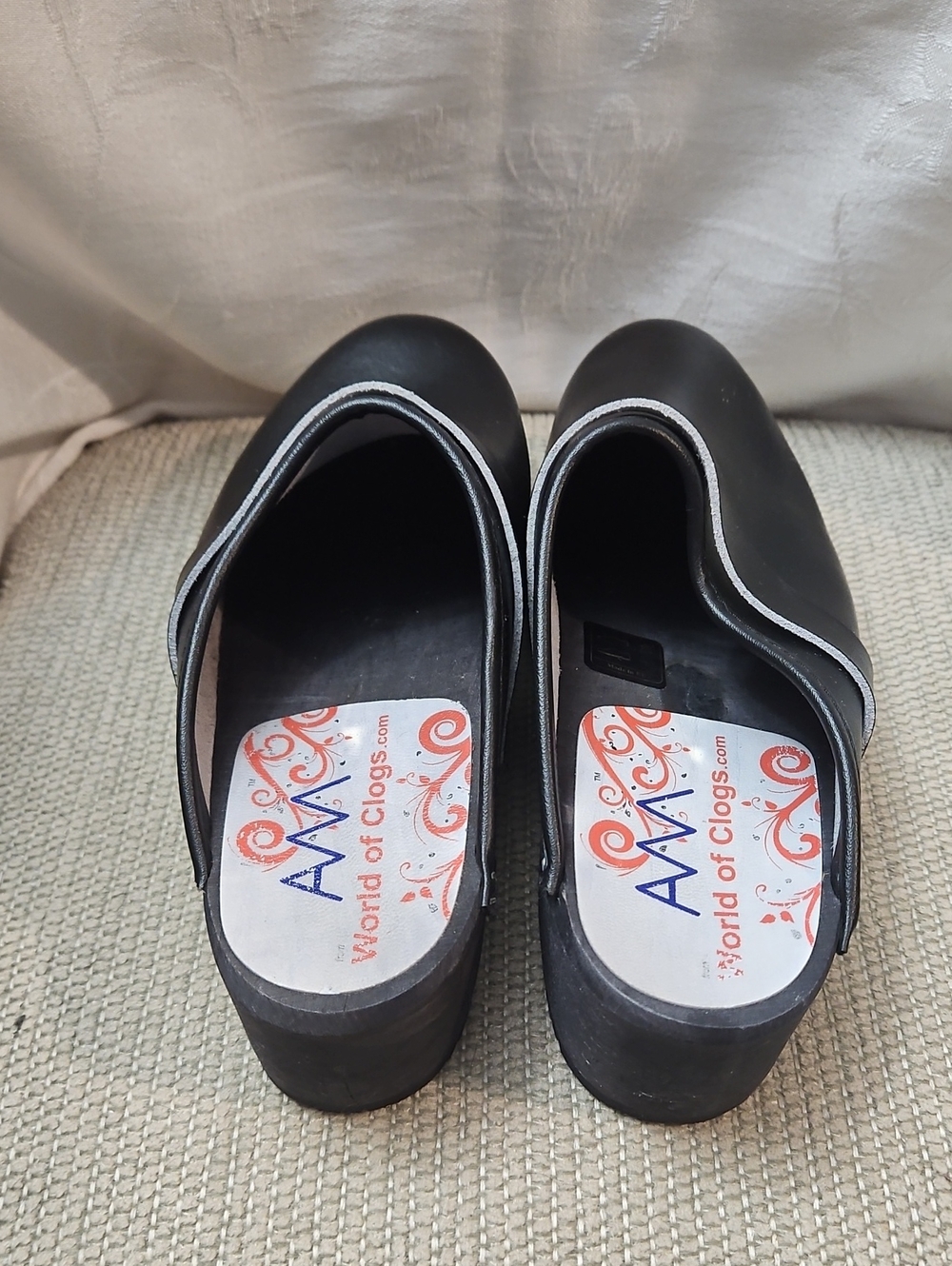 AM World of Clogs Black Leather Clogs Women 8 EU 39 Swedish Style - Picture 7 of 12